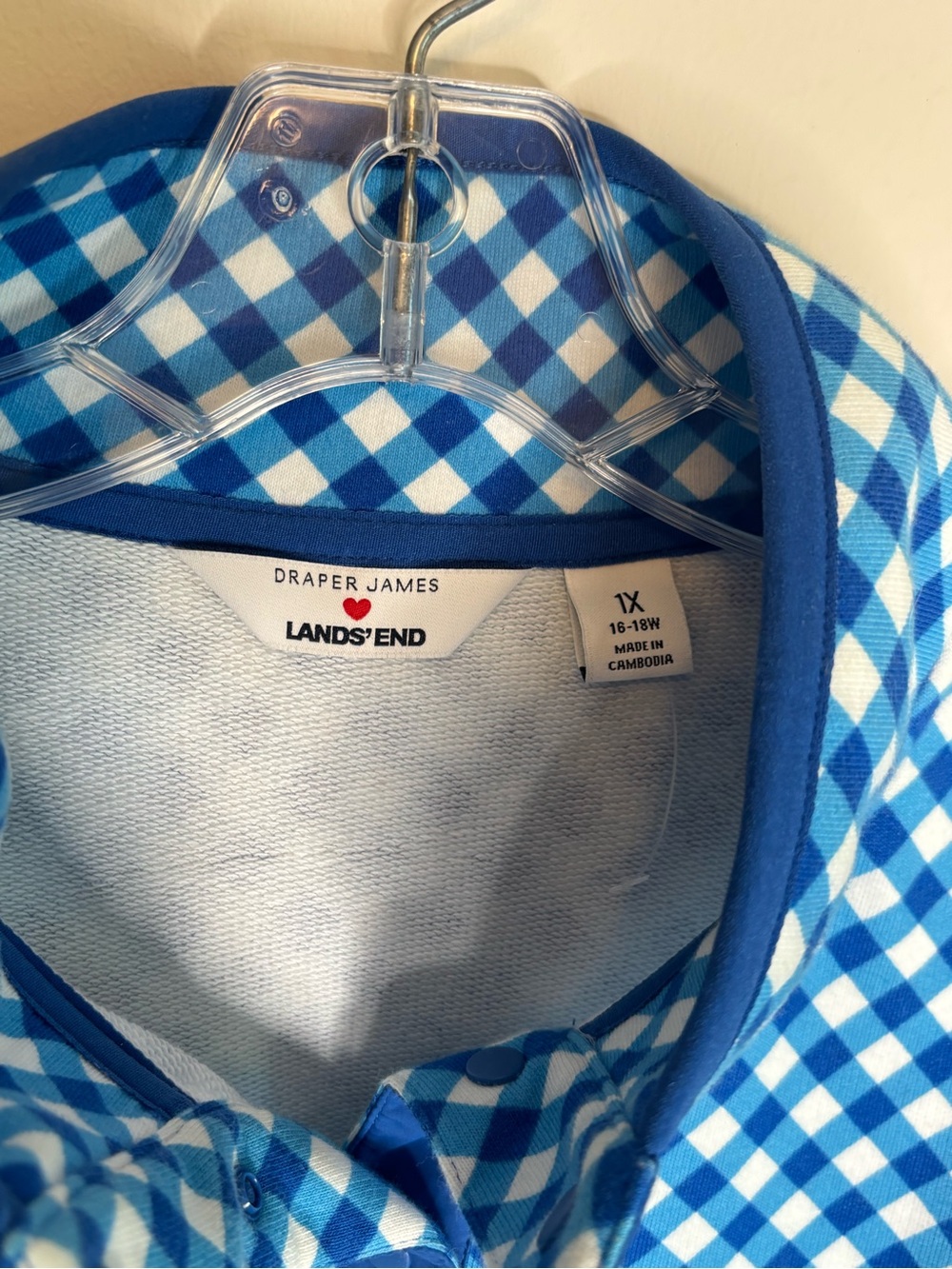 DRAPER JAMES/LANDS END GINGHAM PULLOVER TOP - Picture 2 of 5